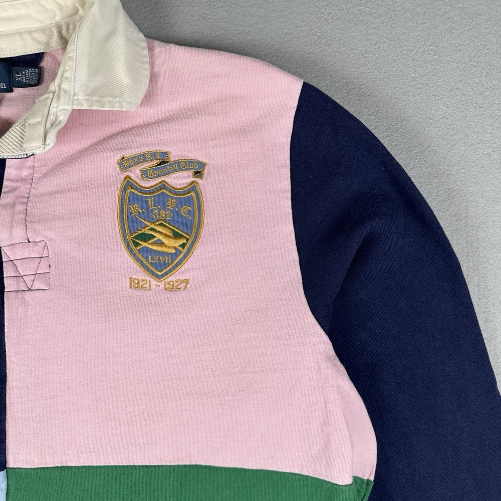 Polo Ralph Lauren Rugby Shirt Mens XL Colorblock Crest Patch Long Sleeve - Picture 4 of 16